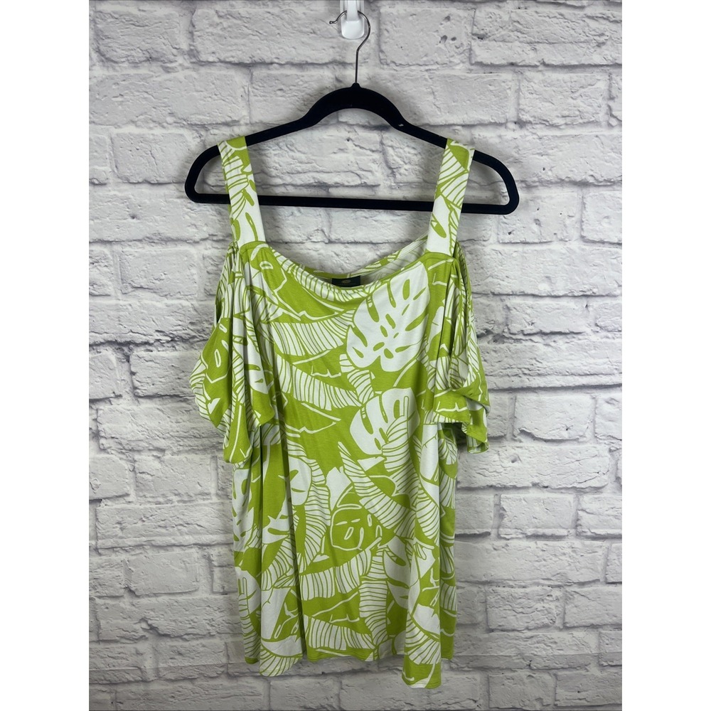 JM Collection NWT Cold Shoulder Tropical Print Beachy Summer Top Size  2X